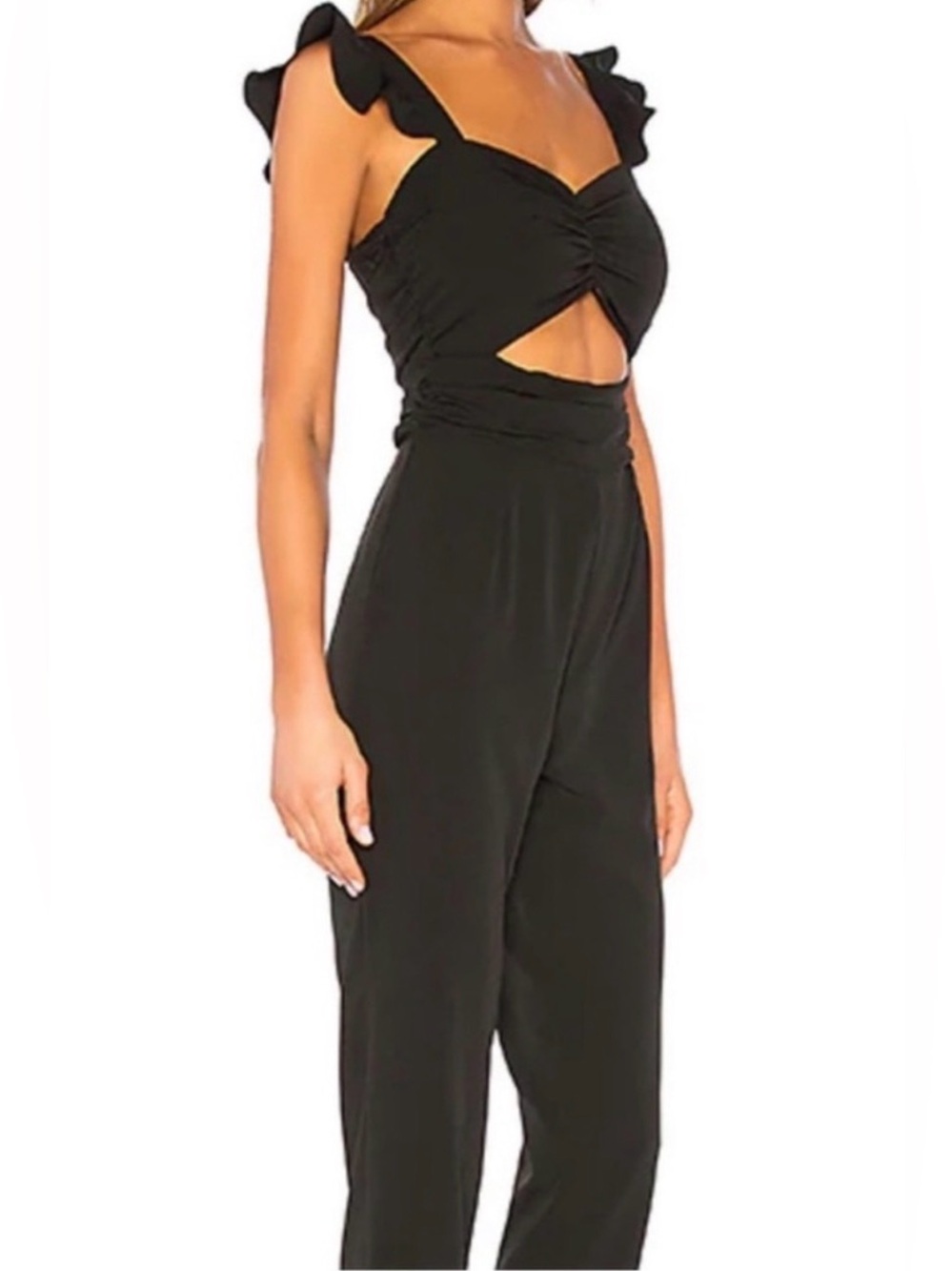 Lovers + Friends Know Jumpsuit Size Medium Ruffle Sleeves - Picture 2 of 8
